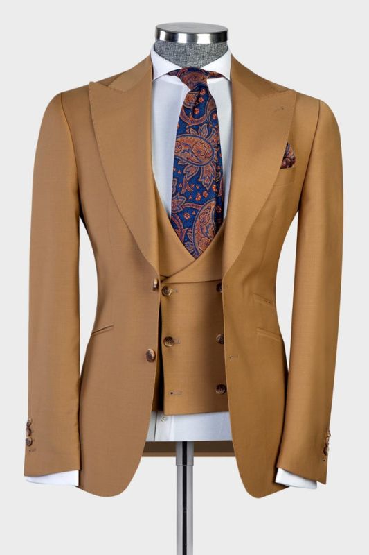 New Brown Point Lapel Fashion Business Men Suits