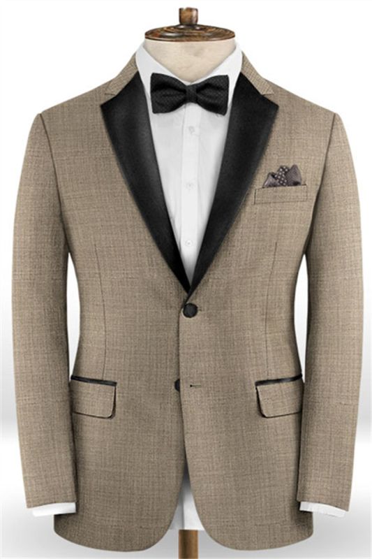Khaki Slim Fit Mens Suits Online | Mens Fashion Black Lapel Tuxedo