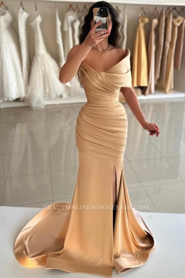 Simple Evening Dresses Long Gold Prom Dresses Ball Gowns Cheap