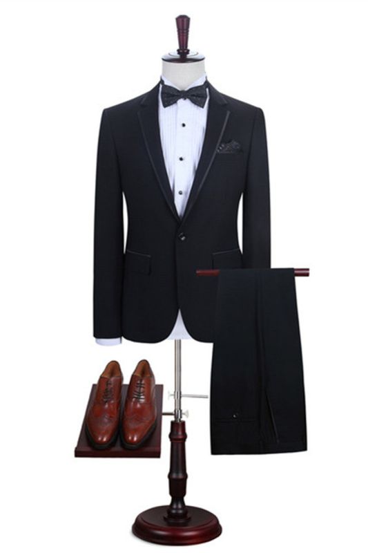 Manuel Simple Black One Button Fashion Mens Suit Online
