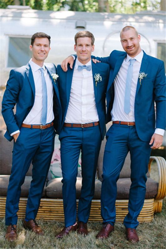 Hayden Navy Notched Lapel Slim Fit Wedding Groomsmen Suit