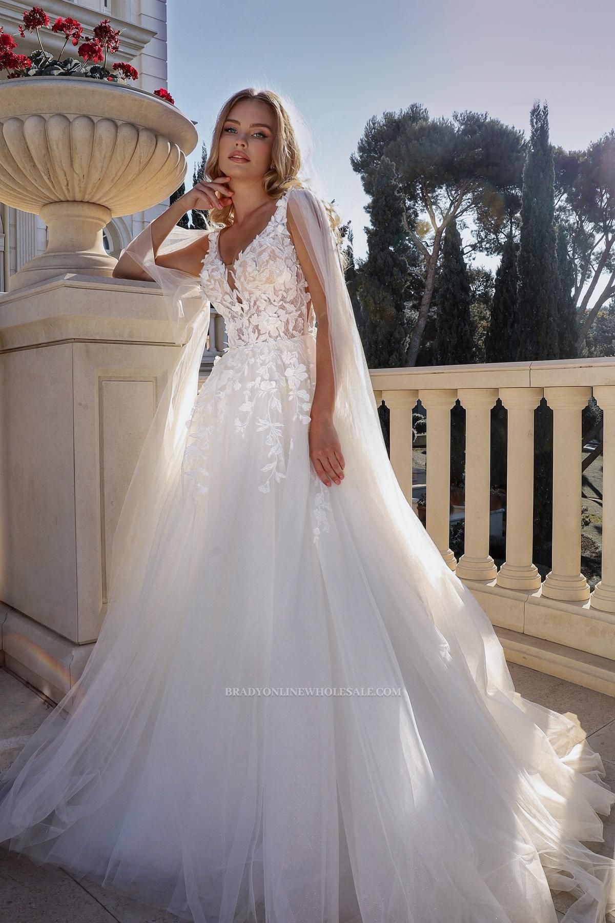 Sexy Wedding Dresses A Line Lace Wedding Dresses with Stole