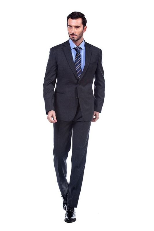 Premium Dark Grey Notched Lapel Mens Tailored Suit
