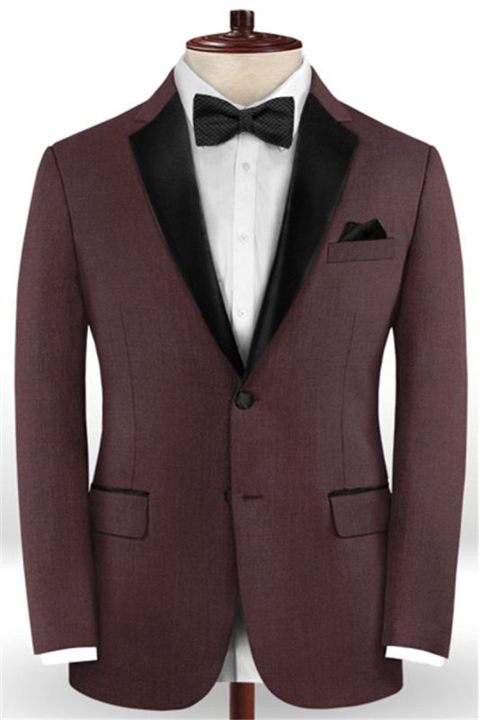Classic Burgundy Two Button Mens Suit | 2 Business Mens Wedding Dresses