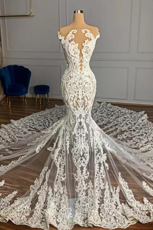Designer Mermaid Lace Floor Length Wedding Dress | Wedding Dresses Cheap Online