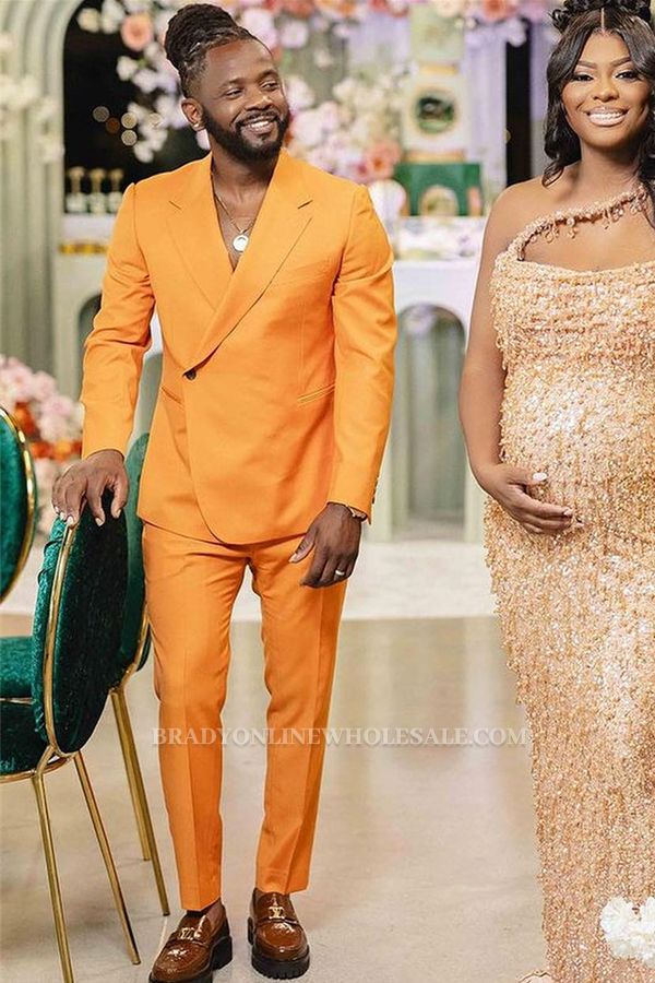 Watkins Light Orange Notched Lapel One Button Prom Suits