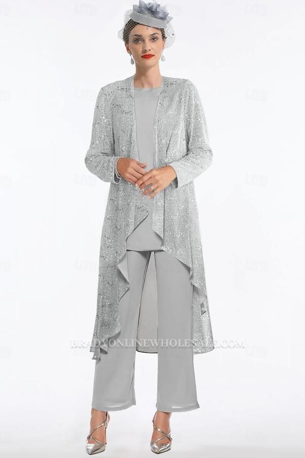 Silver Mother of the Bride Pantsuit Formal Pantsuits Long
