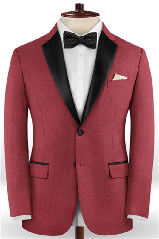 Slim Fit Red Two Piece Tuxedo | Evening Prom Casual Two Piece Mens Suit