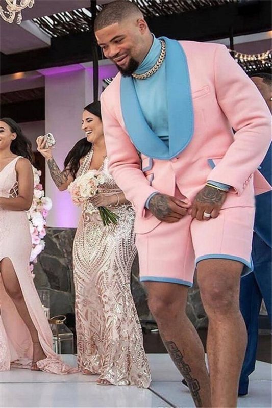 Ayden Pink Shawl Lapel One Button Fashion Mens Wedding Suit