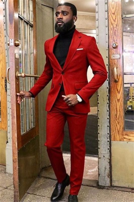 New Red Two-Piece Slim Prom Mens Suit