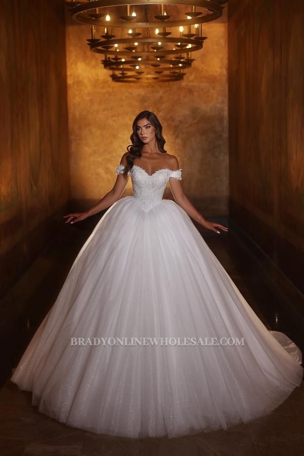 Beautiful Princess Wedding Dresses | Tulle Wedding Dresses Glitter