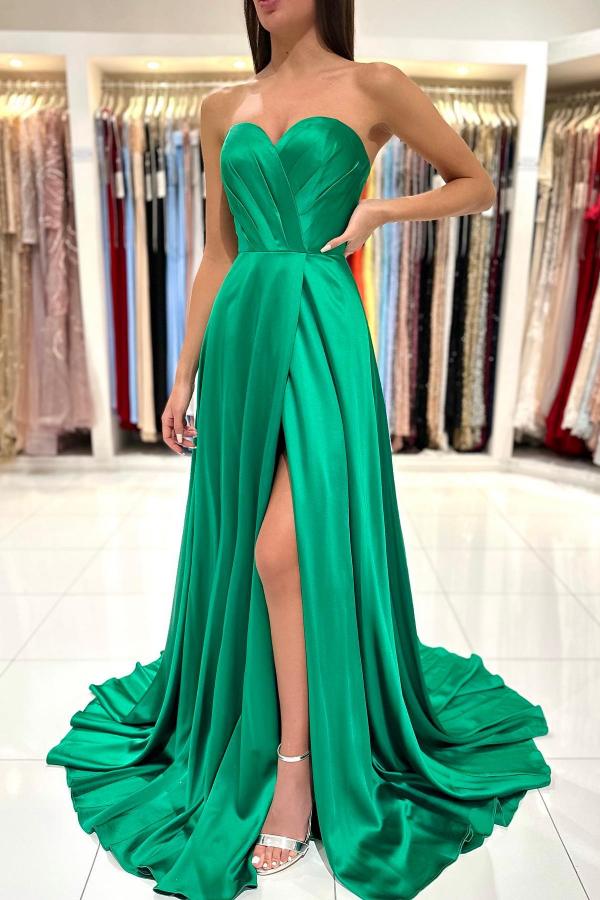 Plain Green Evening Dress | Long Cheap Prom Dresses