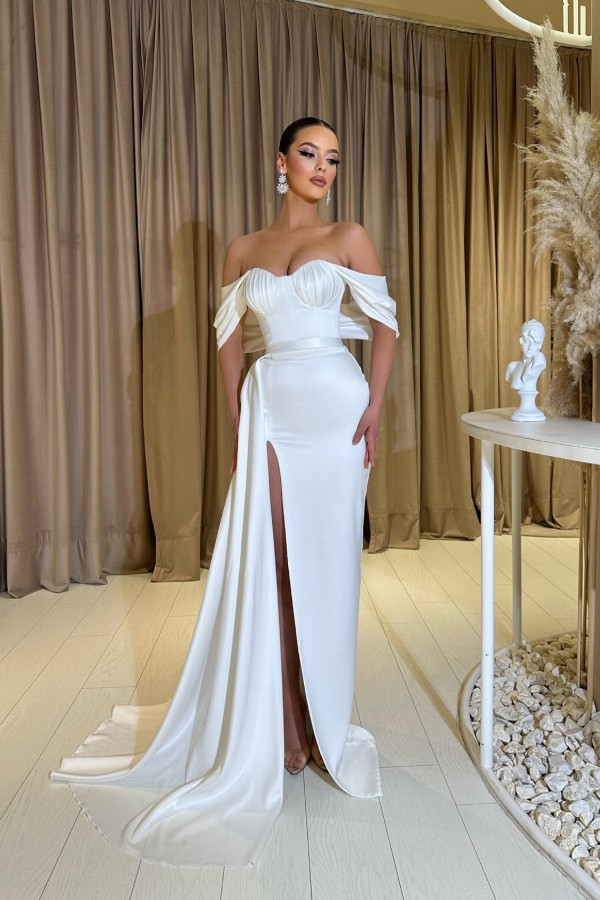 Designer Long White Evening Dress | Cheap Sexy Prom Dress