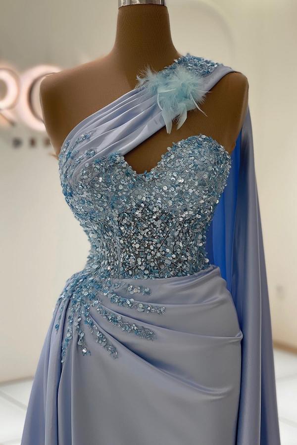 Elegant Long Blue Evening Dresses | Glitter Prom Dresses