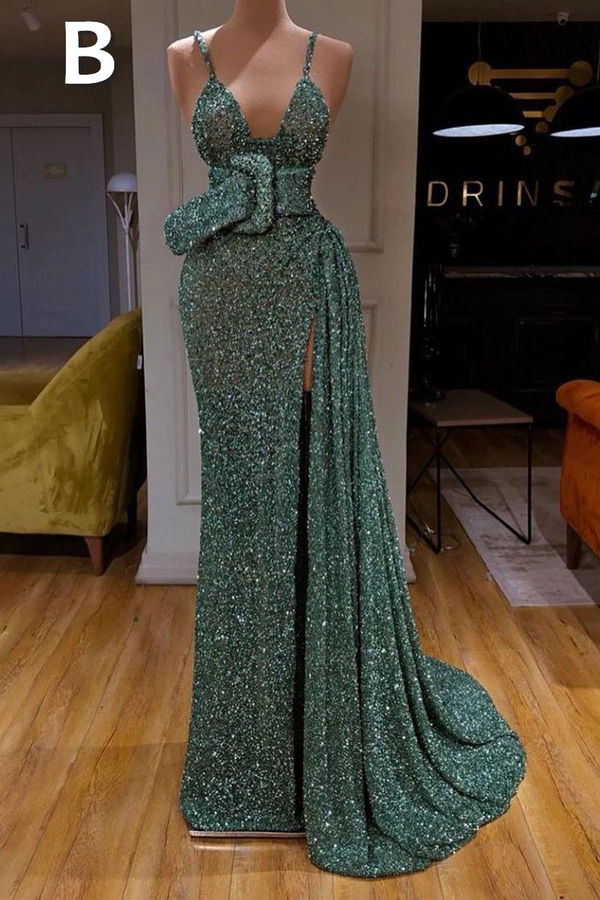 Glitter Off-the-Shoulder Slim Mermaid Prom Dress | Sleeveless Evening Gown