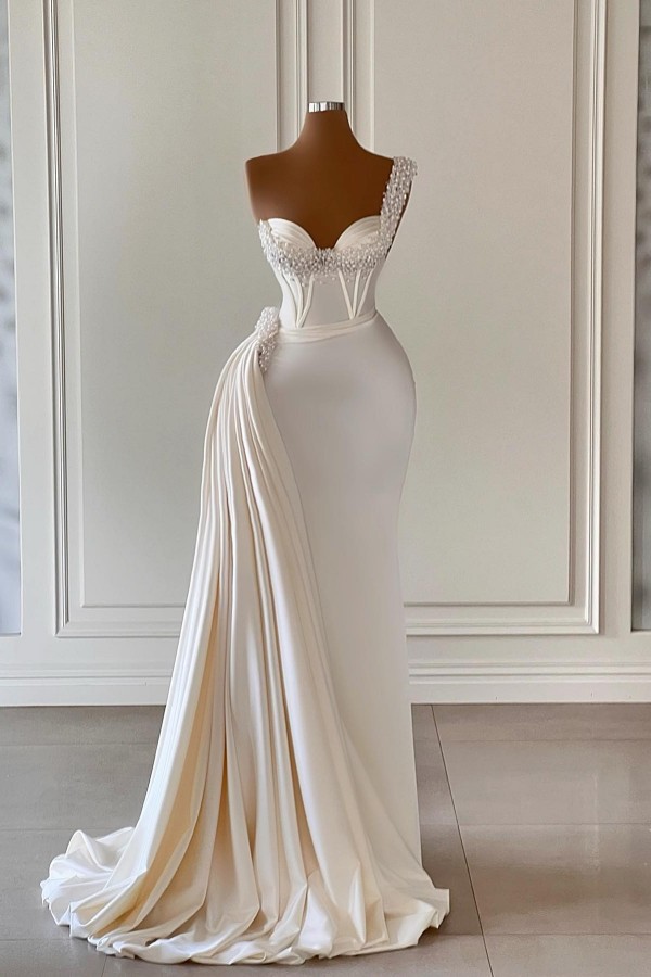 Beautiful Long Glitter Evening Dresses | Cream Prom Dresses Online