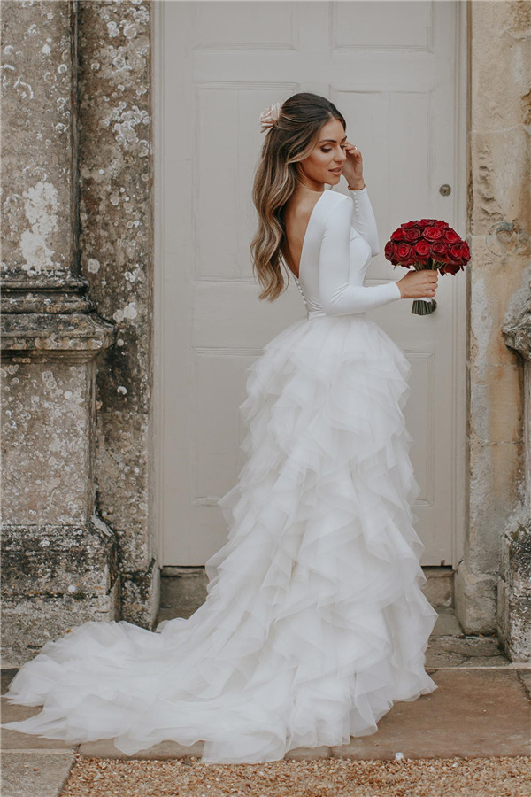 Elegant Flower Applique Sweetheart Wedding Dress with Side Slit