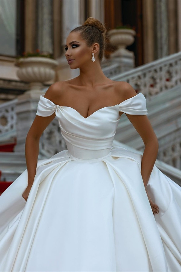Gorgeous Princess Satin Wedding Dress | Cheap Tutu Satin Wedding Dress