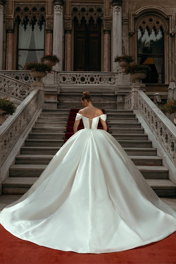 Gorgeous Princess Satin Wedding Dress | Cheap Tutu Satin Wedding Dress