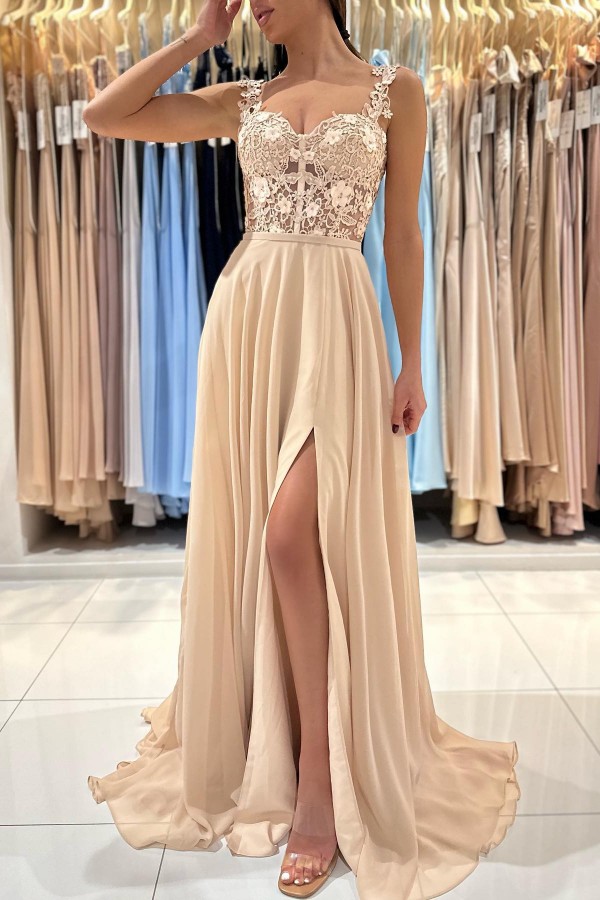 Simple Long Evening Dresses Cheap | Lace Prom Dresses