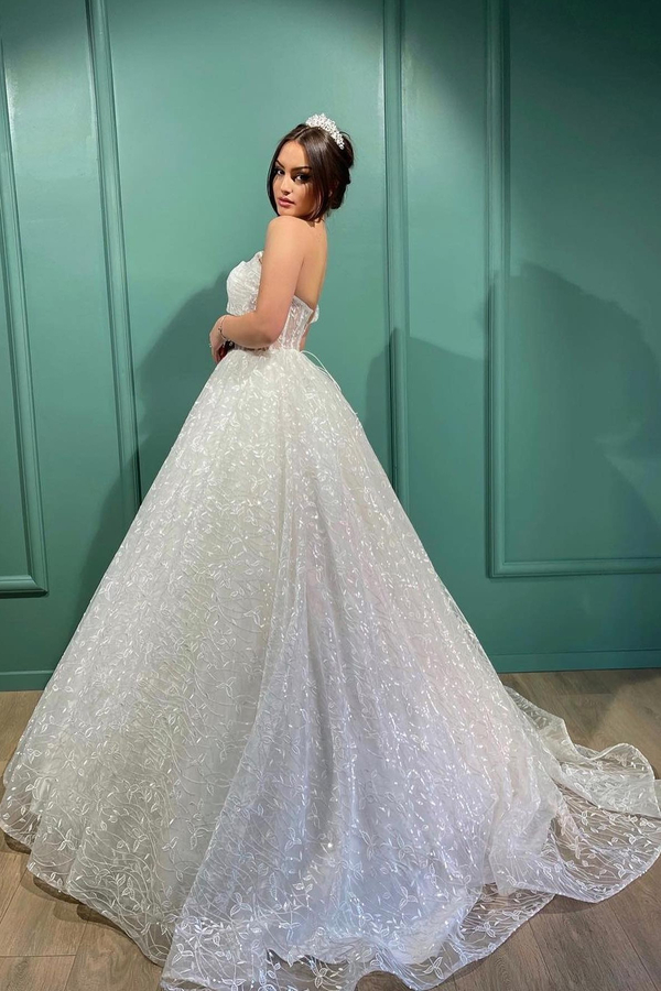 Designer Sparkly A-Line Wedding Dress