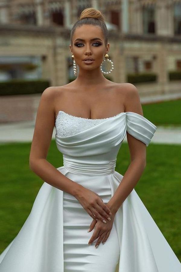 Sexy wedding dress A line | Satin Wedding Dresses Cheap