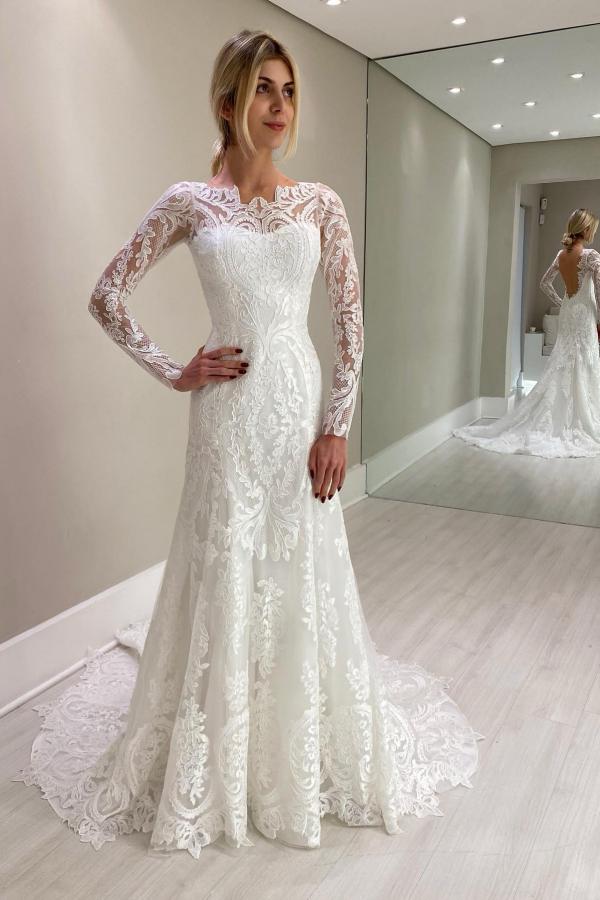 Beautiful mermaid lace wedding dresses | Wedding dresses with sleeves