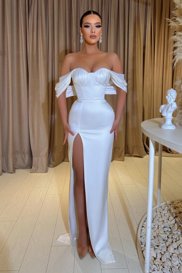 Designer Long White Evening Dress | Cheap Sexy Prom Dress