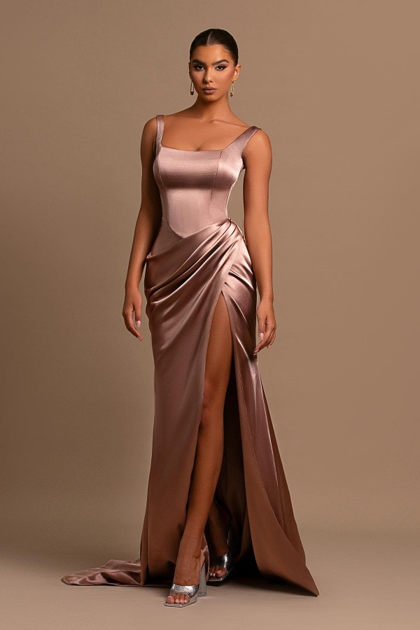 Simple Long Evening Dress | Satin Prom Dress | Cheap