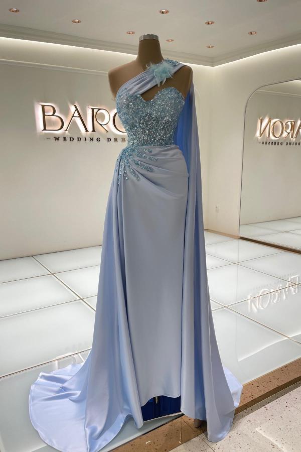 Elegant Long Blue Evening Dresses | Glitter Prom Dresses