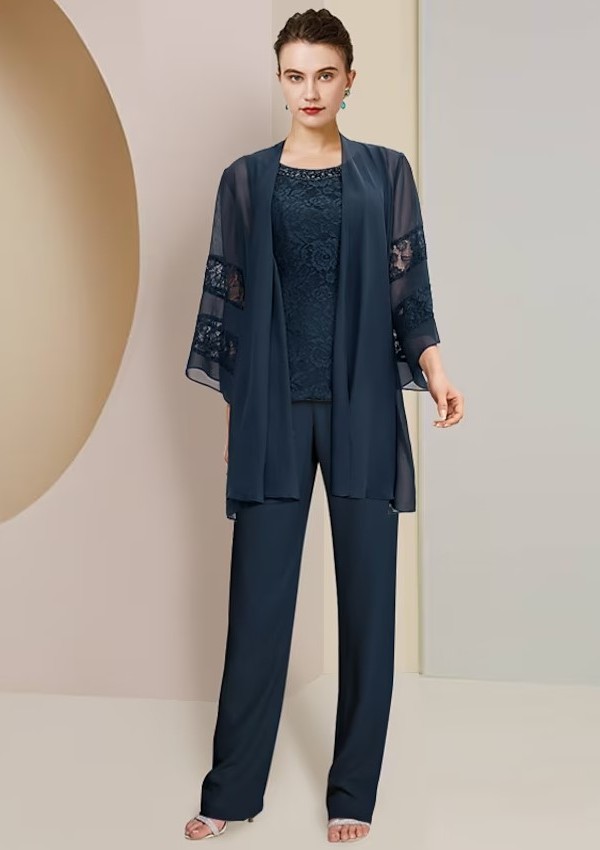 Navy Blue Lace Mother of the Bride Dress with Jacket
