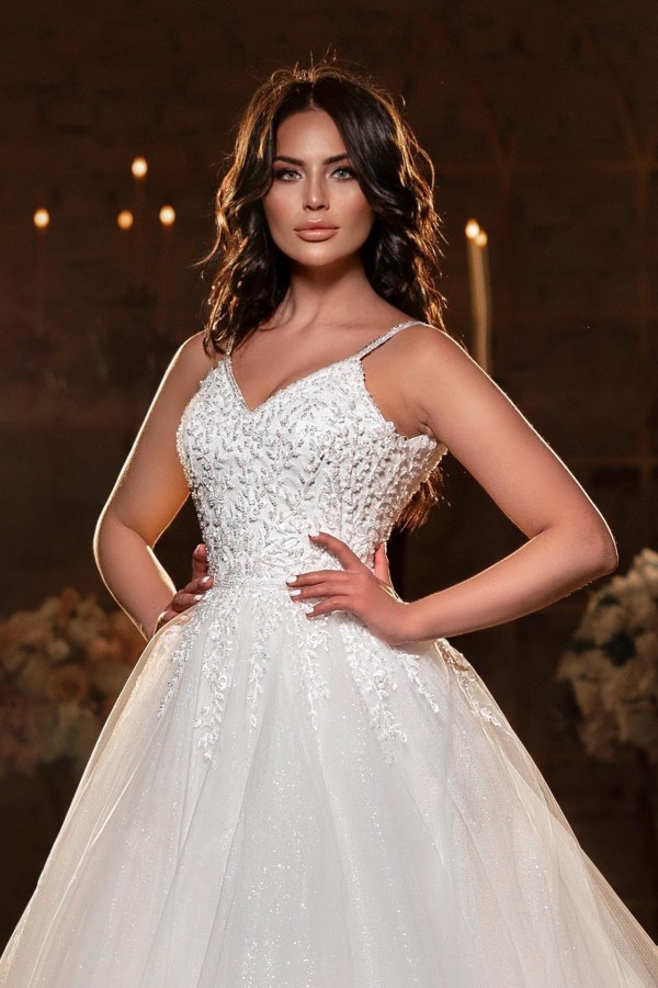 A-line sweetheart White wedding dress