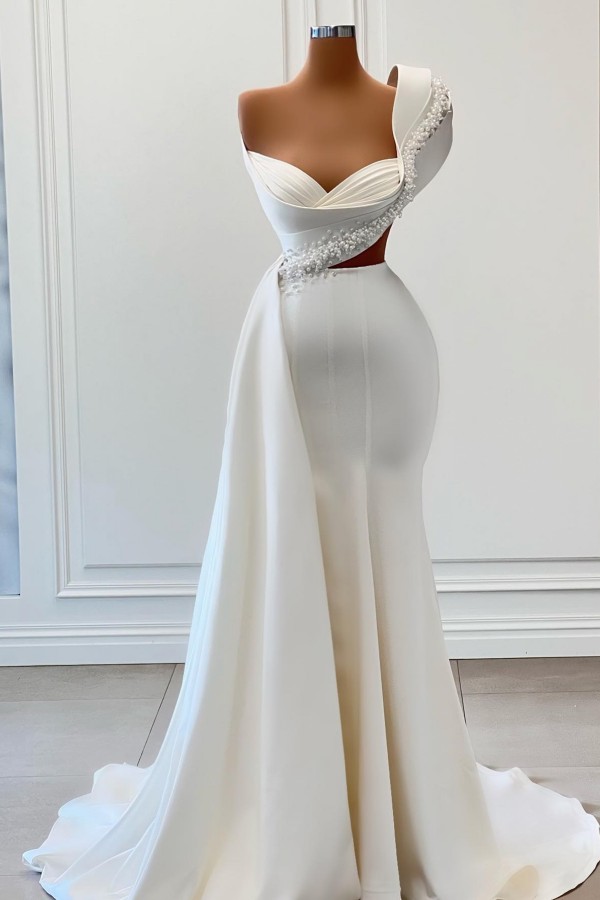 Elegant Evening Dresses with Glitter | Long White Prom Dresses