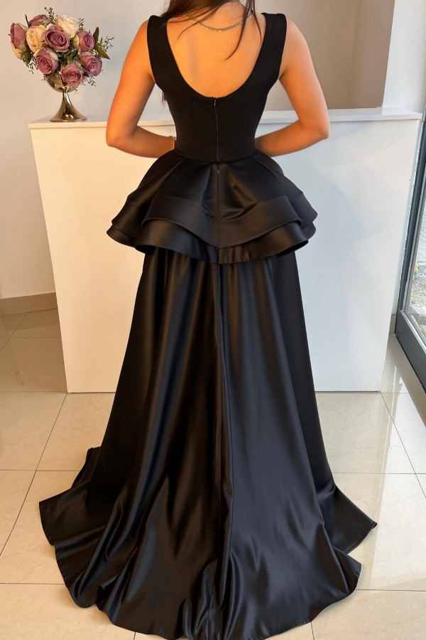 Elegant Long Black Evening Dress | Simple Affordable Prom Dress