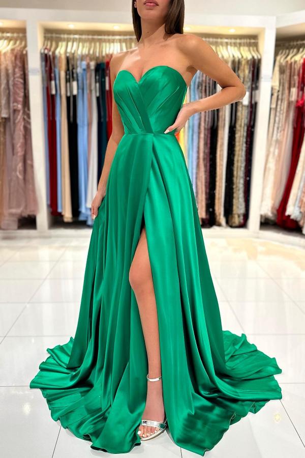 Plain Green Evening Dress | Long Cheap Prom Dresses