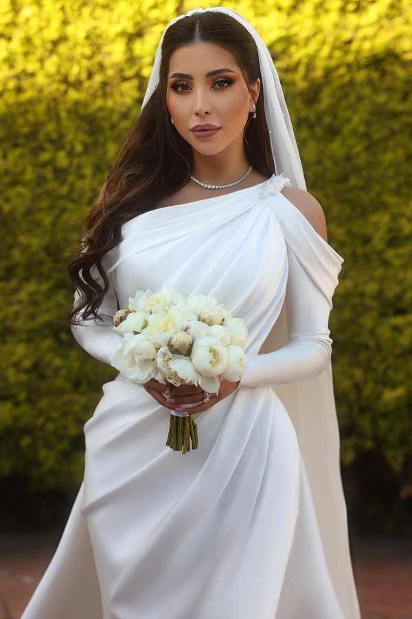 Designer wedding dresses with sleeves | A line wedding dresses cheap