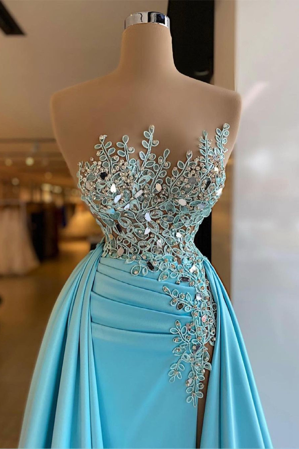 Sexy Sleeveless Sparkling Sequin Mermaid Ball Gown with Detachable Train