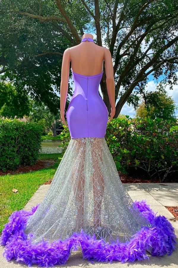 Sexy Purple Glitter Long Prom Dress