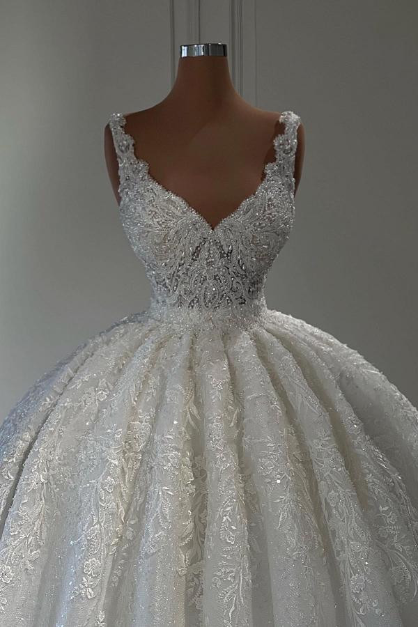 Luxus Straps Sweetheart Lace Ball Gown Wedding Dresses