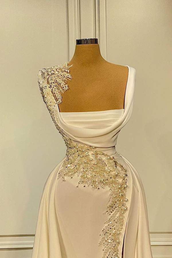 Long Sequined Mermaid Evening Dress | White Prom Dresses