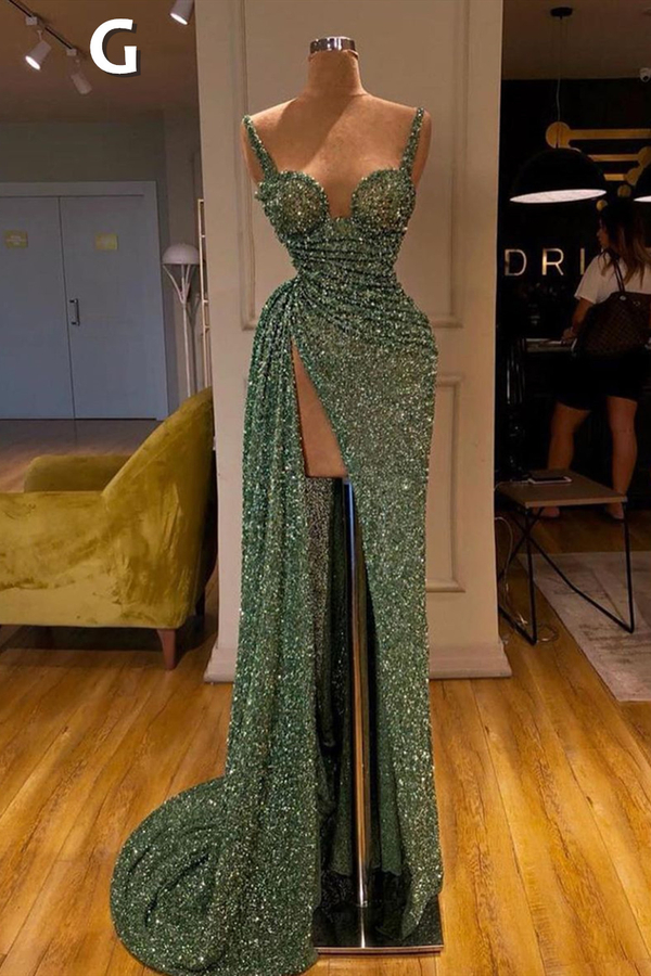 Glitter Off-the-Shoulder Slim Mermaid Prom Dress | Sleeveless Evening Gown