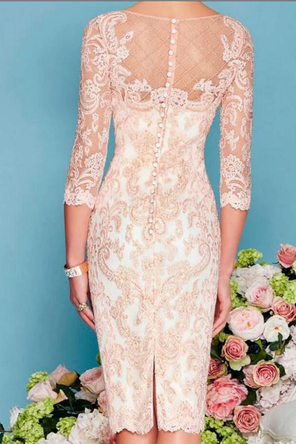 Scoop Neck Two-Piece Mermaid Slim Mother of the Bride Dress Chiffon 3/4 Sleeves Wedding Guest Outfits