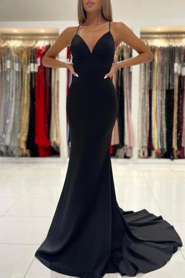 Black Simple Spaghetti Strap Mermaid Evening Dress | Long Prom Dresses Cheap_3