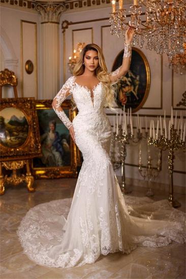 Elegant Mermaid Lace Wedding Dress | Wedding Dress with Sleeves