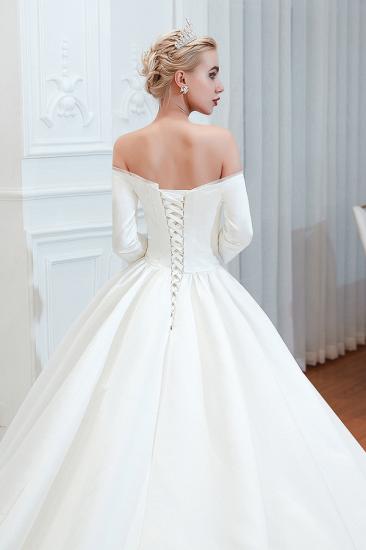 2/3 Long Sleeve Ball Gown White Wedding Dress with Soft Pleats | Simple Luxury Bridal gwons for Winter Wedding_2