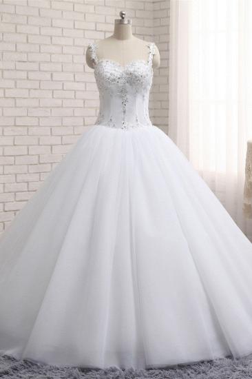 Bradyonlinewholesale Stunning White Tulle Lace Wedding Dress Strapless Sweetheart Beadings Bridal Gowns with Appliques_6