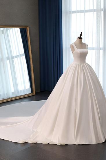 Bradyonlinewholesale Elegant Ball Gown Straps Square-Neck Wedding Dress Ruffles Sleeveless Bridal Gowns Online_3