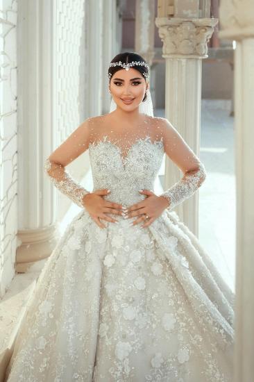 Luxurious Wedding Dresses Princess Lace Cream Wedding Dresses Online_7
