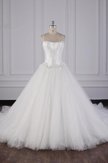Bradyonlinewholesale Simple Spaghetti Straps Satin Wedding Dress Tulle Ruffles Sleeveless Bridal Gowns Onlien_1