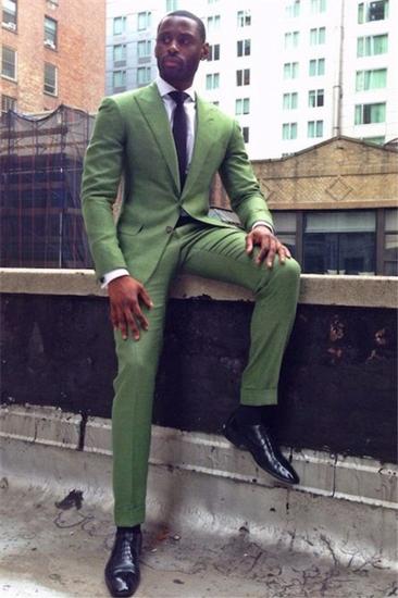 Green Slim Fit Tailored Mens Suit | Point Lapel Two-Piece Prom Dress_1